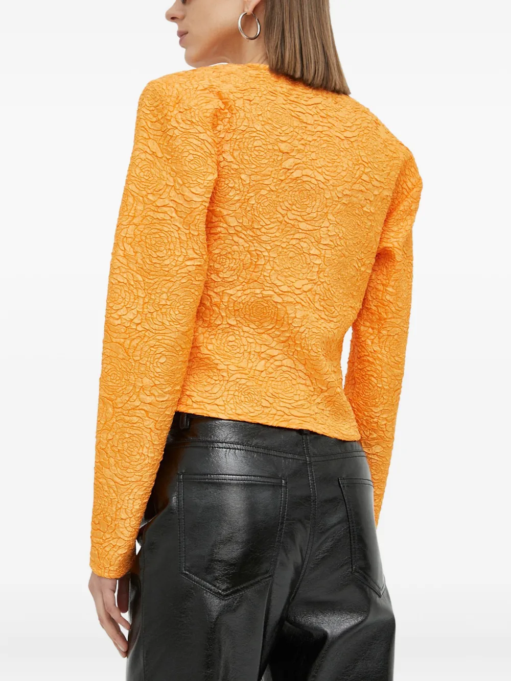 Gestuz Textured Gathered Blouse In Orange
