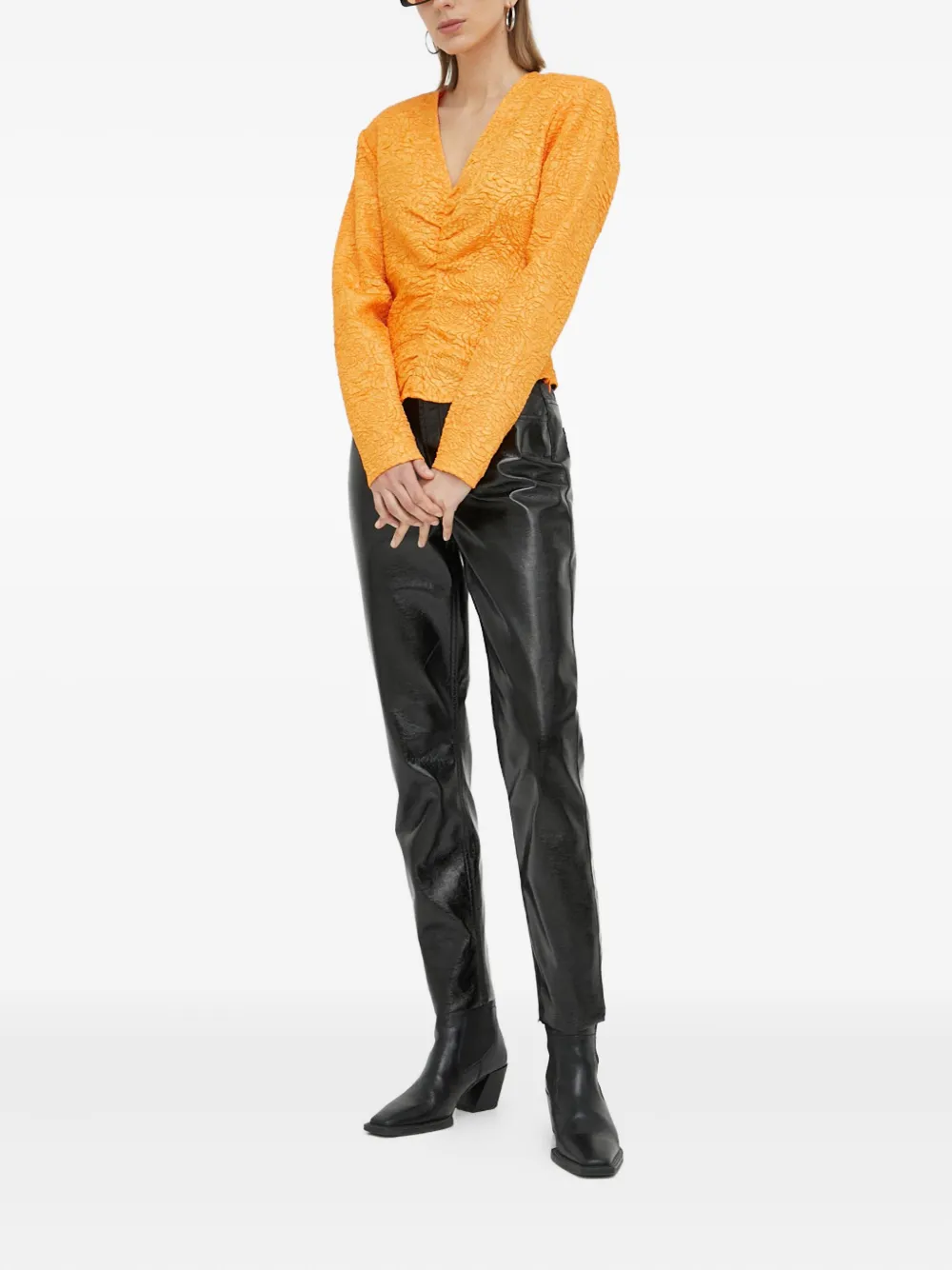 Gestuz textured gathered blouse - Oranje