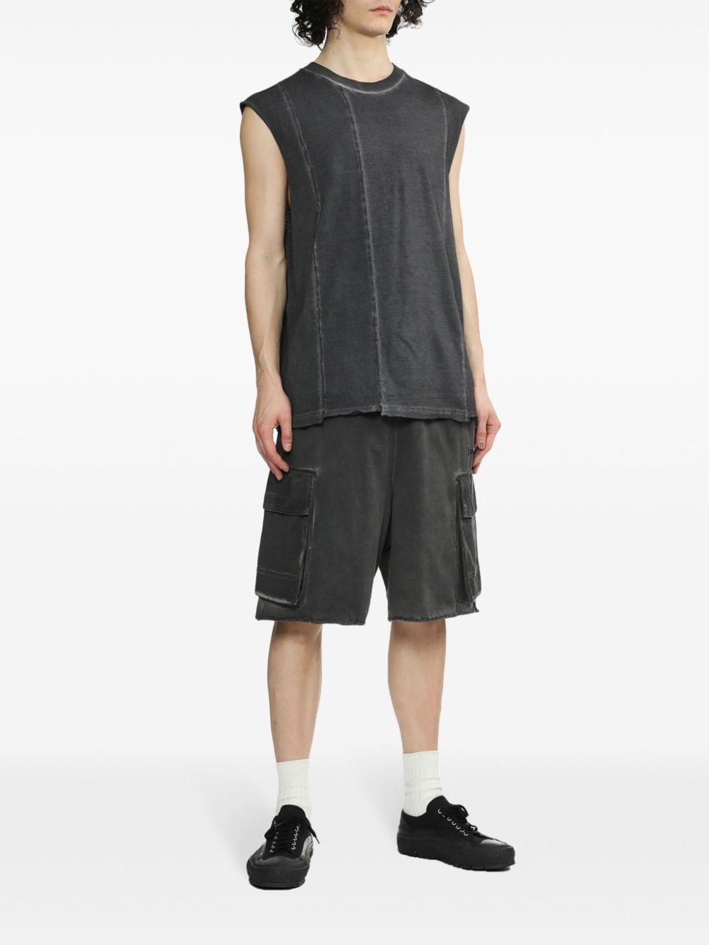 Shop Izzue Cold-dye Cotton Cargo Shorts In Grey