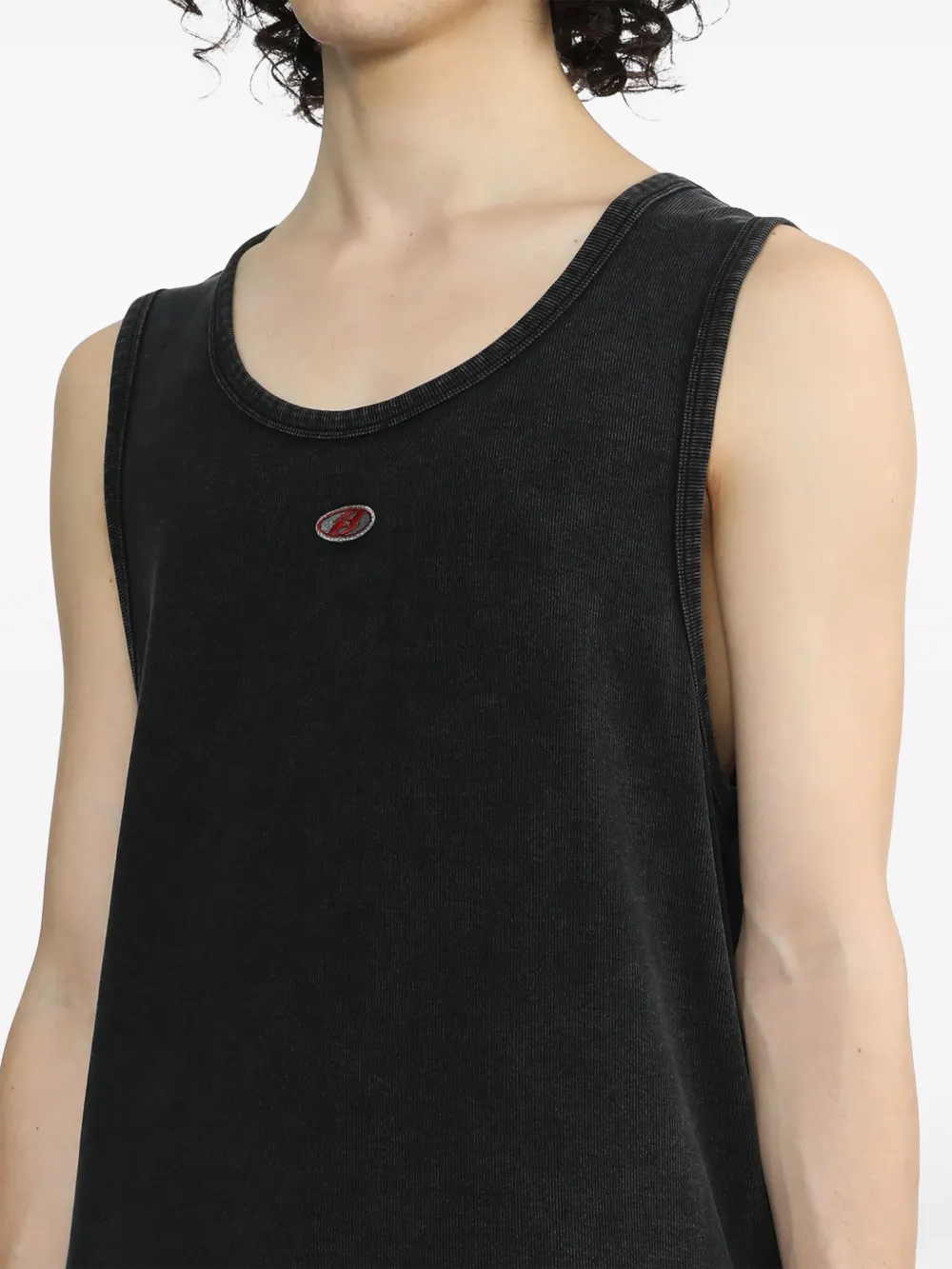 FIVE CM Tanktop met ronde hals en logo-applicatie Zwart