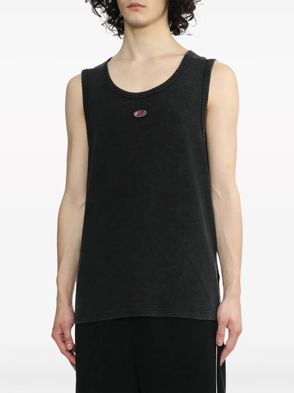 FIVE CM Tanktop met ronde hals en logo-applicatie Zwart