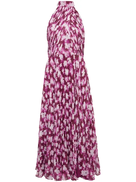 Monique Lhuillier floral-print pleated midi dress