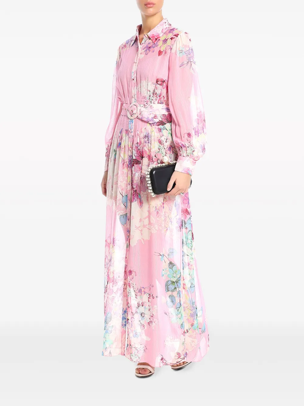 Hemant And Nandita April belted shirt dress - Roze