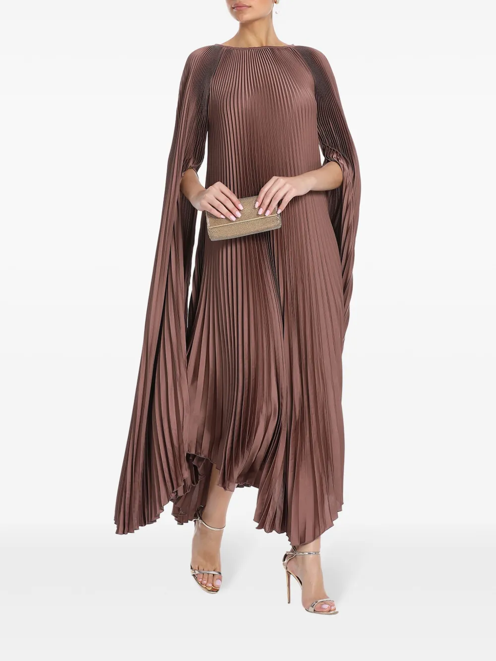 L'IDÉE Palais pleated long dress - Bruin