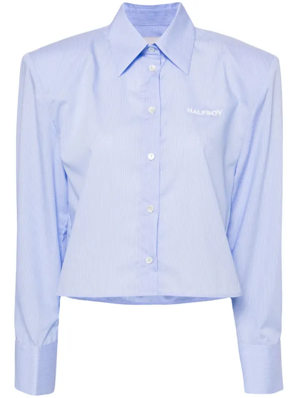 Halfboy Logo-embroidered Cotton Shirt in Blue