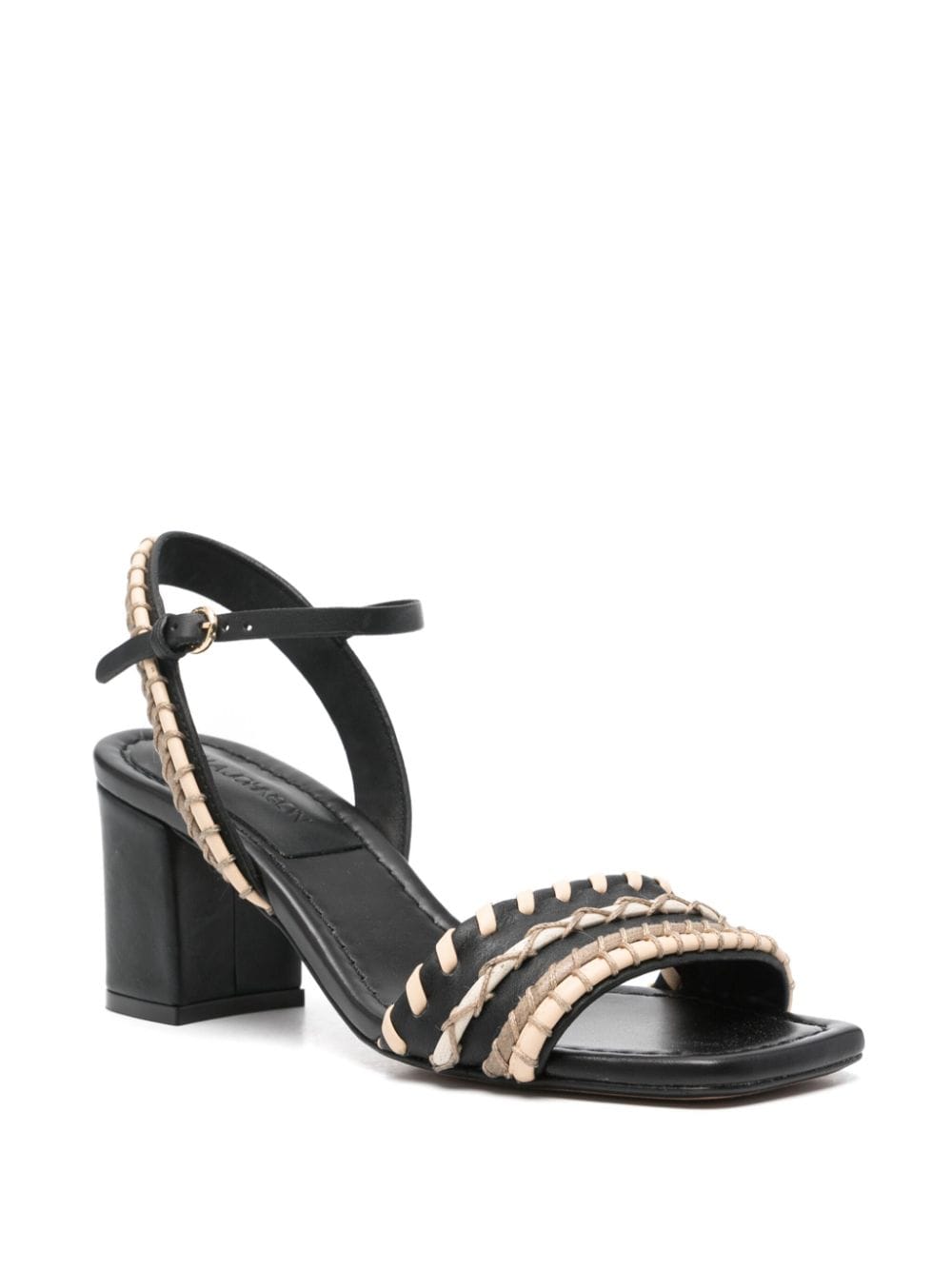 Shop Ulla Johnson Sofia 70mm Interwoven Leather Sandals In Black