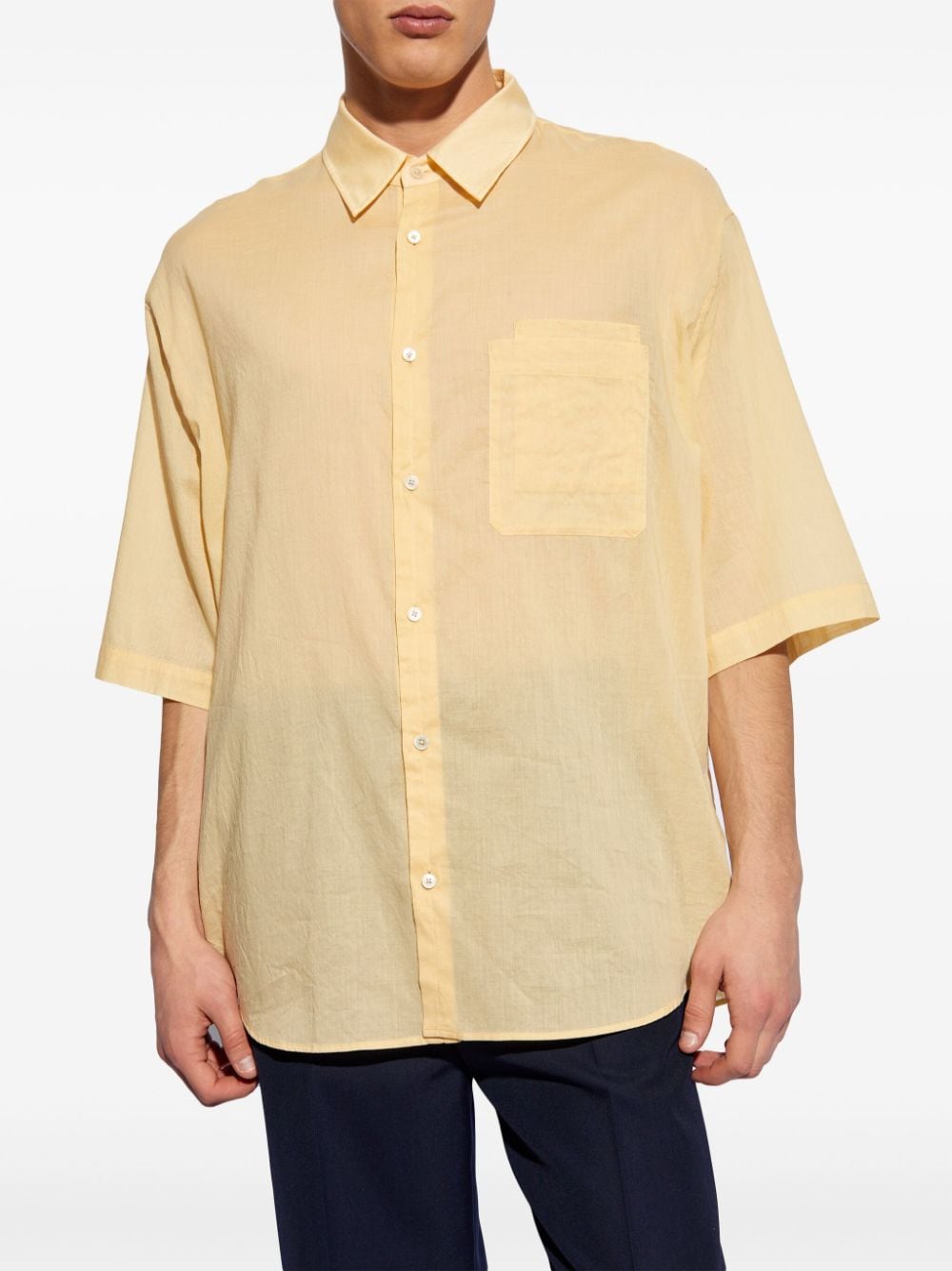 Shop Lemaire Double-pocket Cotton Shirt In Yellow