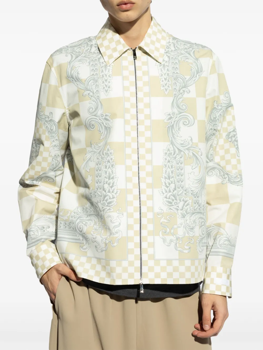 Shop Versace Medusa Head-print Jacket In Nude