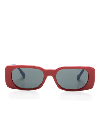 New Versace Unisex Red Rectangle Sunglasses! Versace Rectangle Sunglasses Red/Dark Grey (VE4432U-538887  main image 4