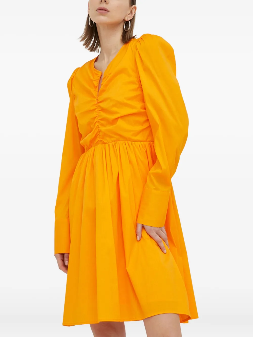 Gestuz ruched long-sleeve dress | Orange | Image 1