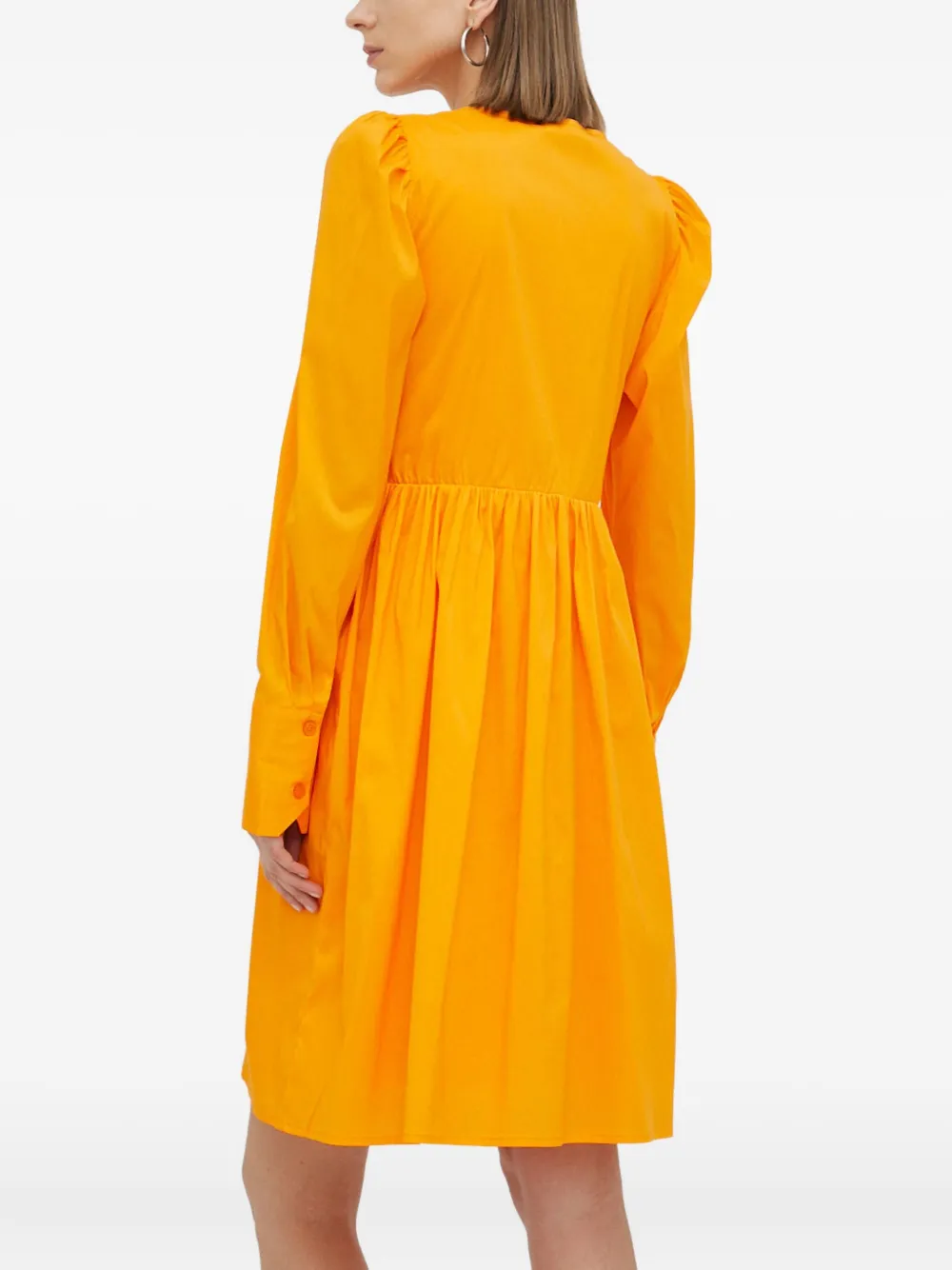 Gestuz Ruched Long-sleeve Dress In Orange