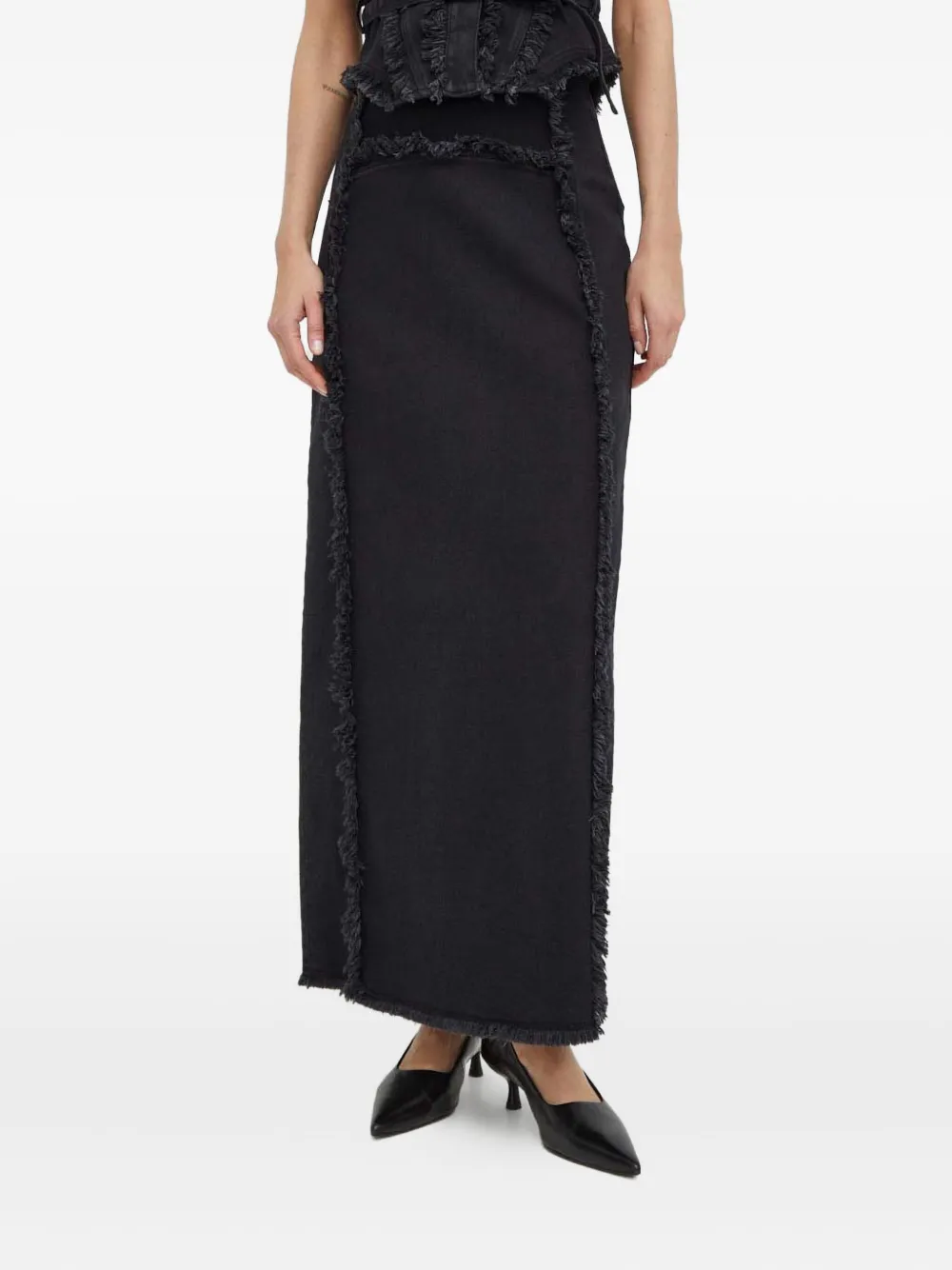 Gestuz fringed slit skirt | Black | Image 1
