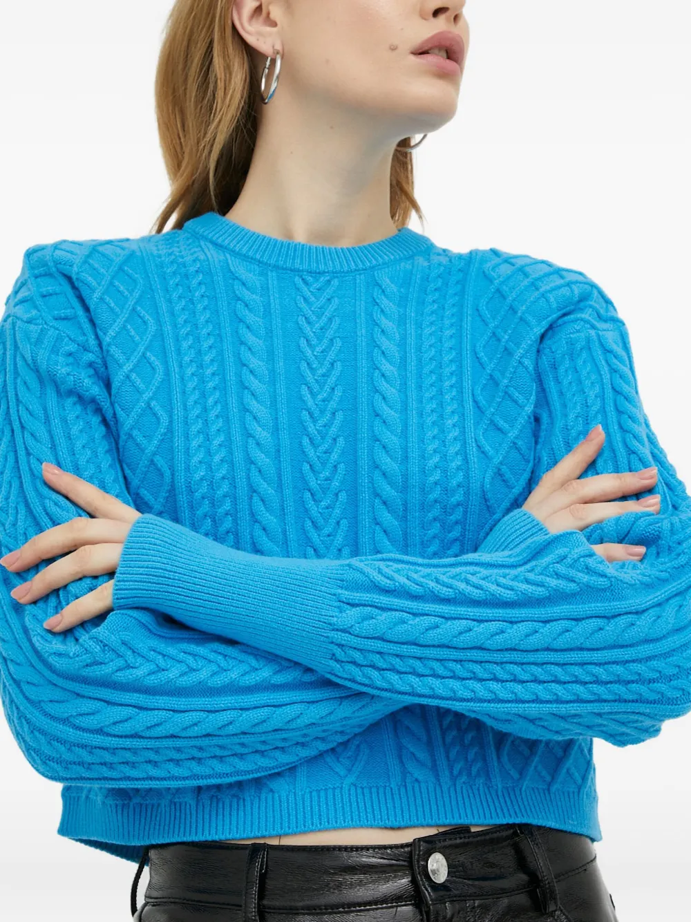 Gestuz Cable-knit Crew-neck Knitwear In Blue