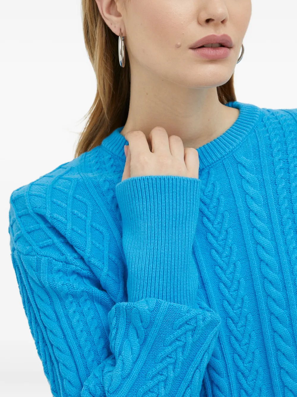 Gestuz Cable-knit Crew-neck Knitwear In Blue