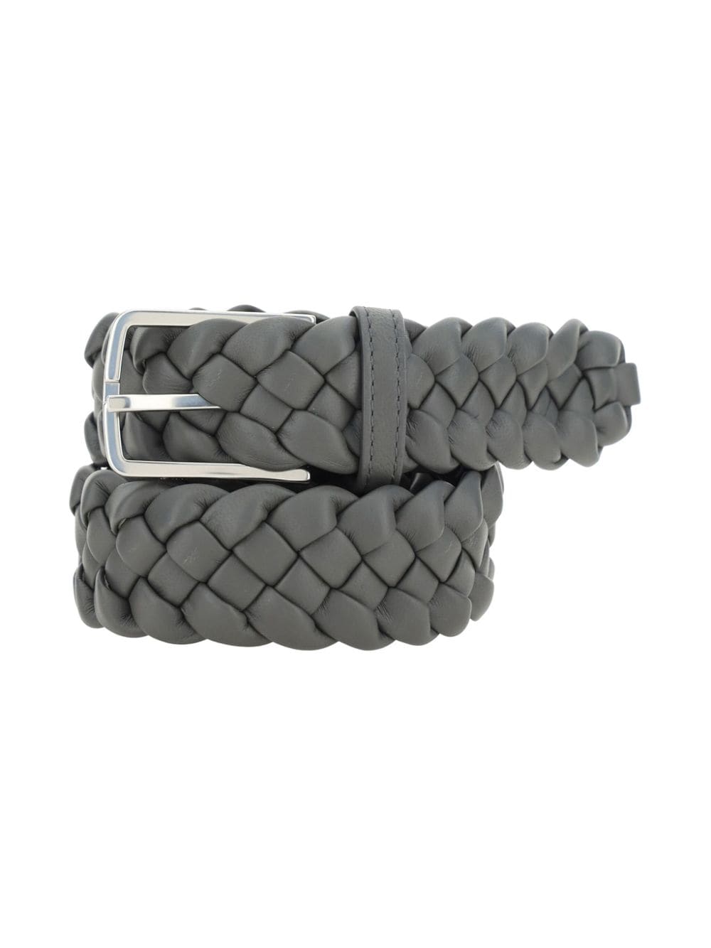 Shop Bottega Veneta Intraccio Leather Belt In Grey