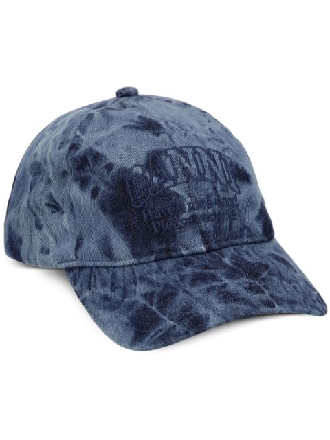 GANNI logo-embroidered denim cap Women