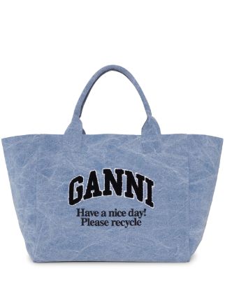 GANNI ロゴ トートバッグ | ブルー | FARFETCH JP