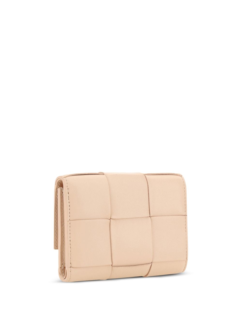 Bottega Veneta Kleine Cassette leren portemonnee Beige