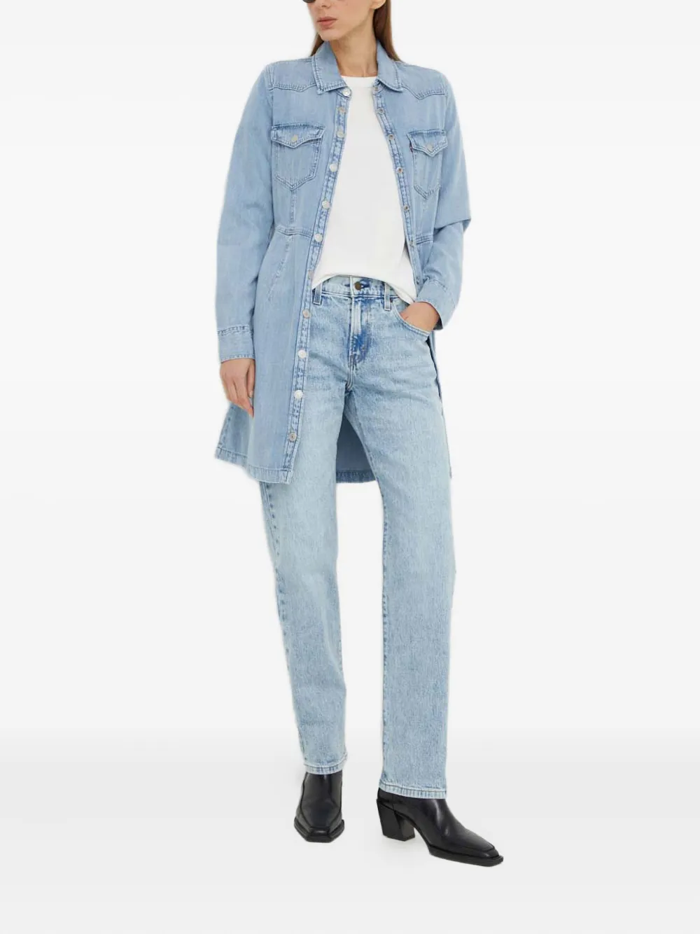 Levi's Denim jurk met zak met knopen Blauw