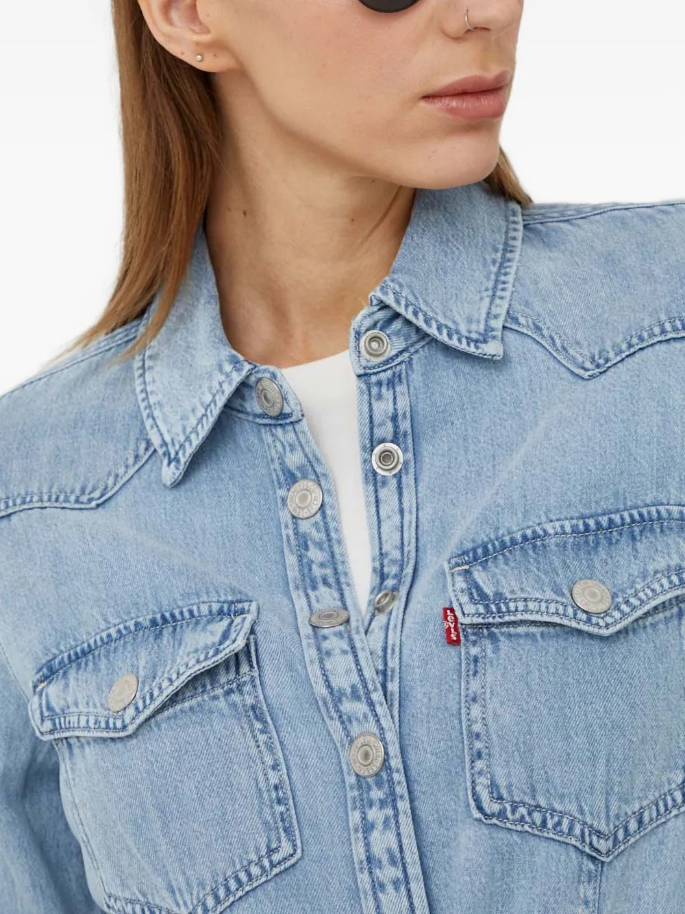 Levi's Denim jurk met zak met knopen Blauw