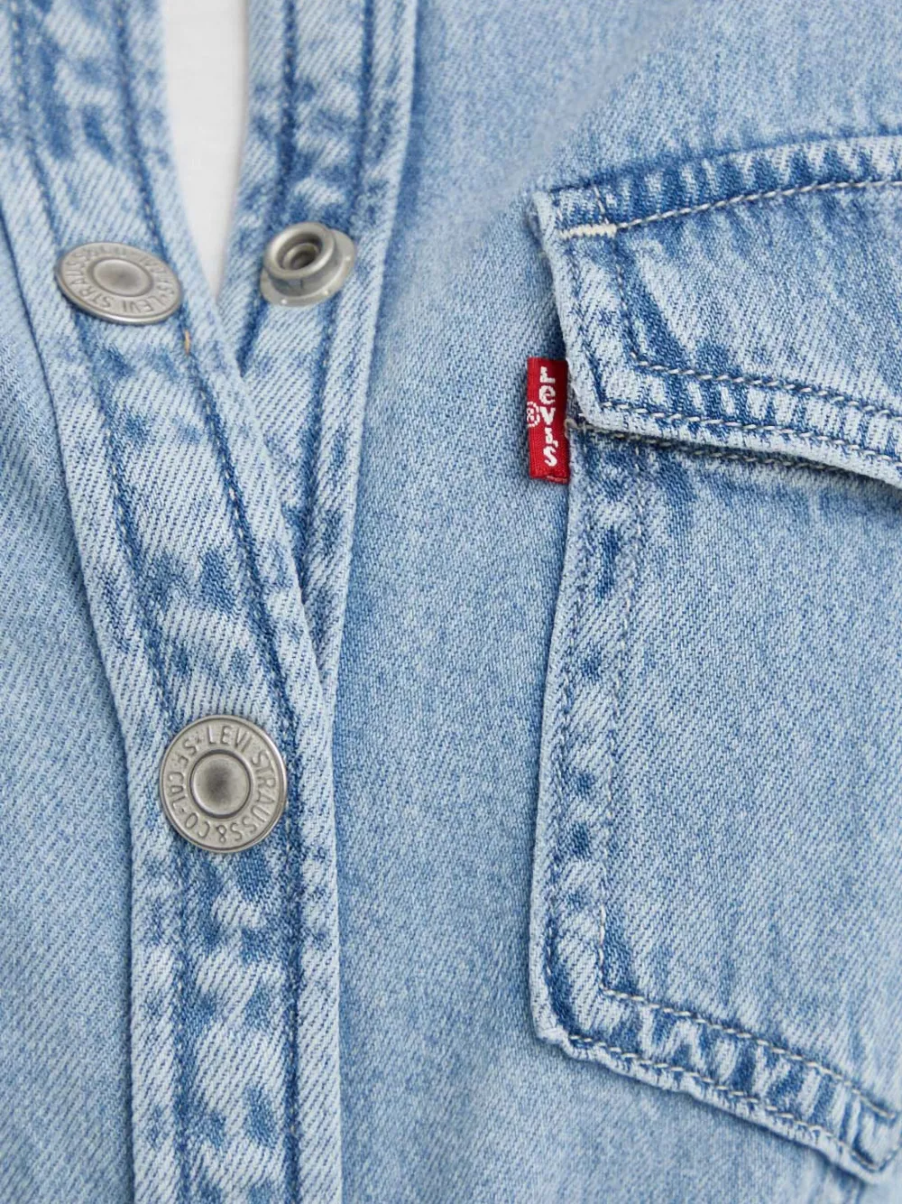 Levi's Denim jurk met zak met knopen Blauw