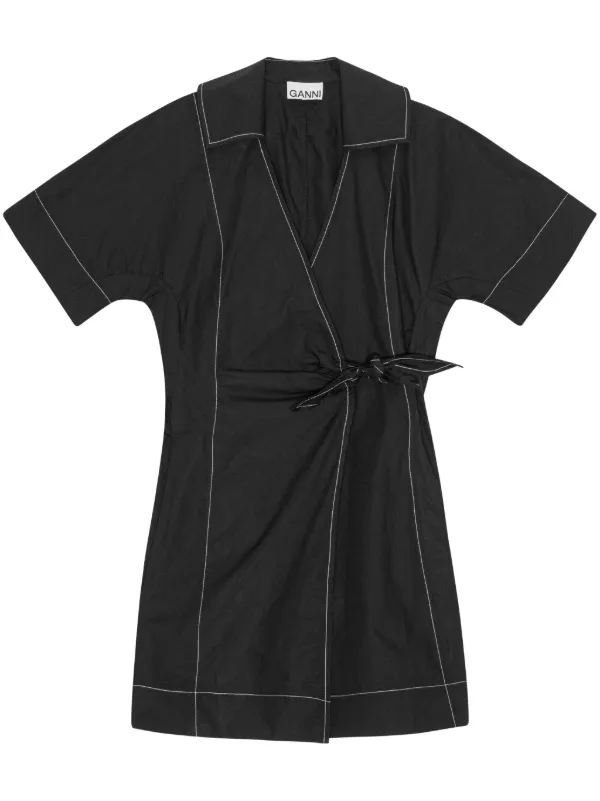 black dress white stitching Winslet Knit Dress — Black & Cream Midi