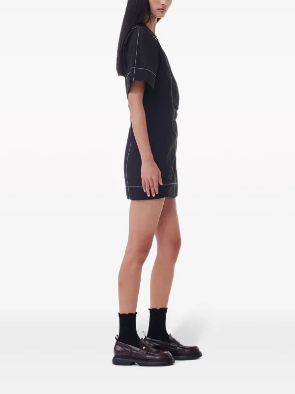 GANNI contrast-stitch Mini Dress | Black | FARFETCH