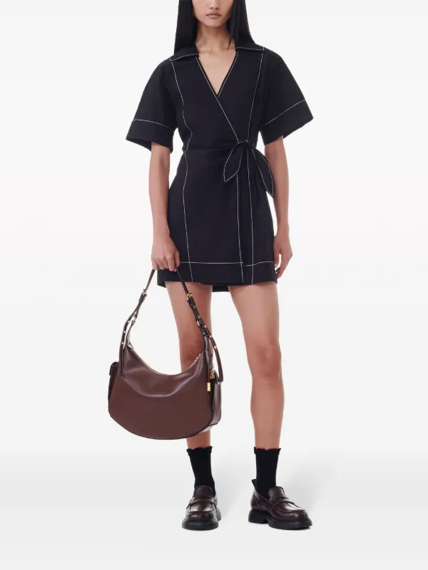 GANNI contrast-stitch Mini Dress | Black | FARFETCH