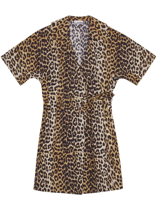 Ganni robe leopard sale