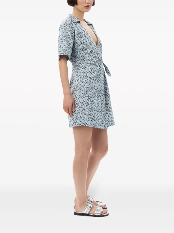 Ganni floral print wrap dress online