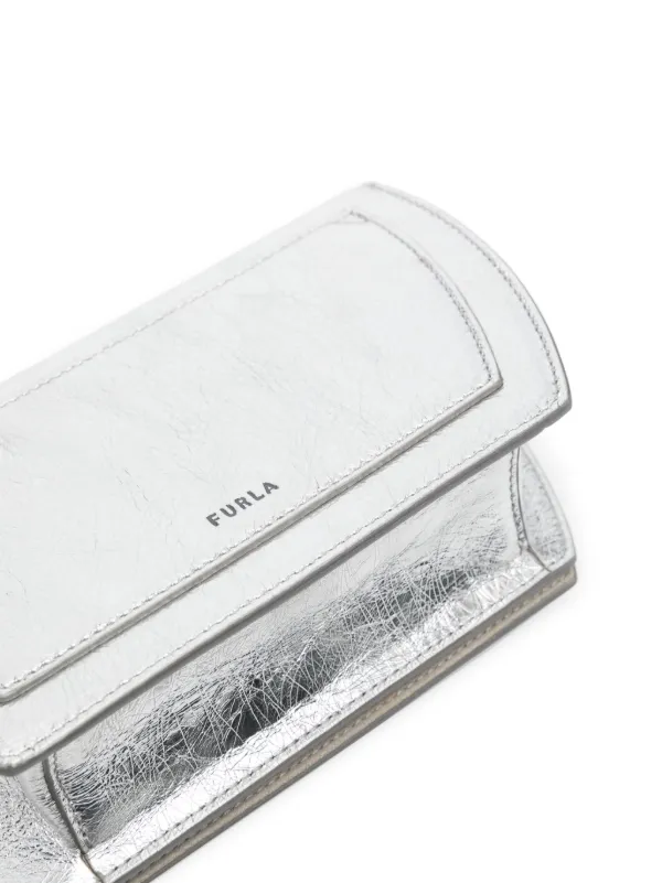 Furla メタリックレザー ショルダーバッグ | シルバートーン