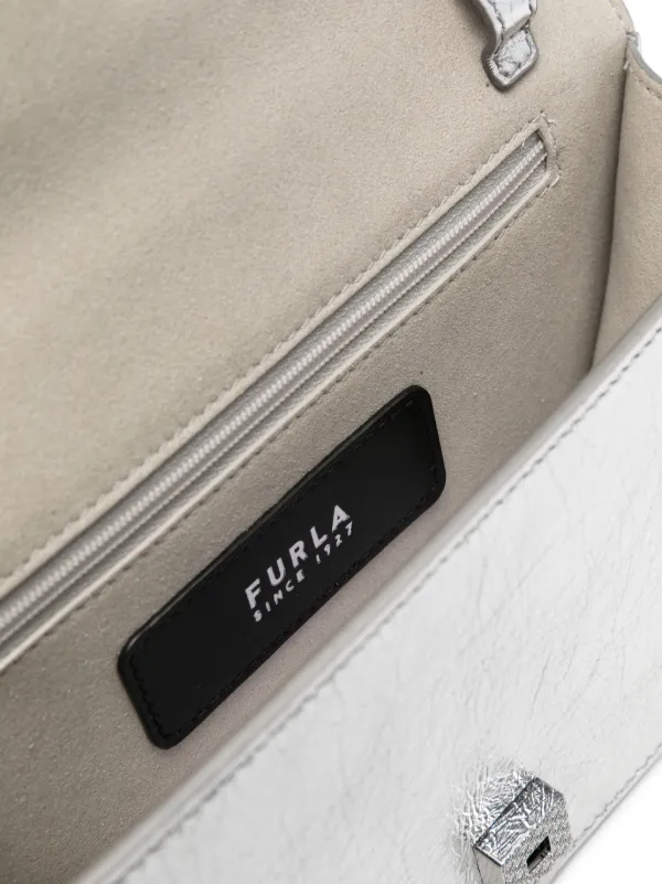 FURLA トートバッグ メタリック Furla メタリックレザー ショルダーバッグ | シルバートーン