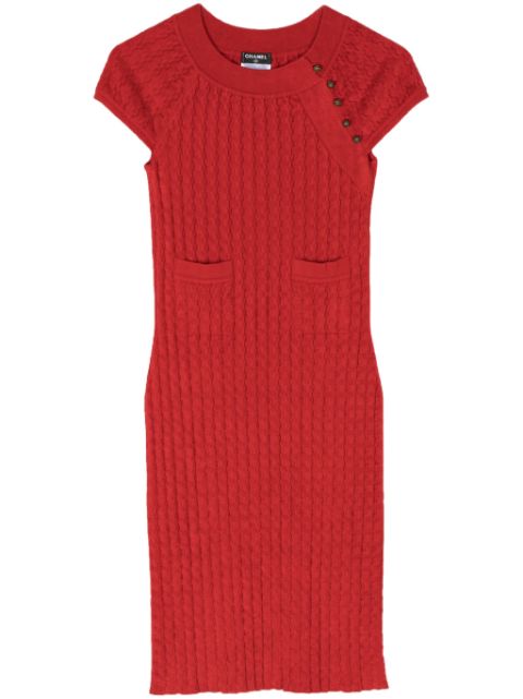 HOT SALE CHANEL boucle-knit midi dress Women