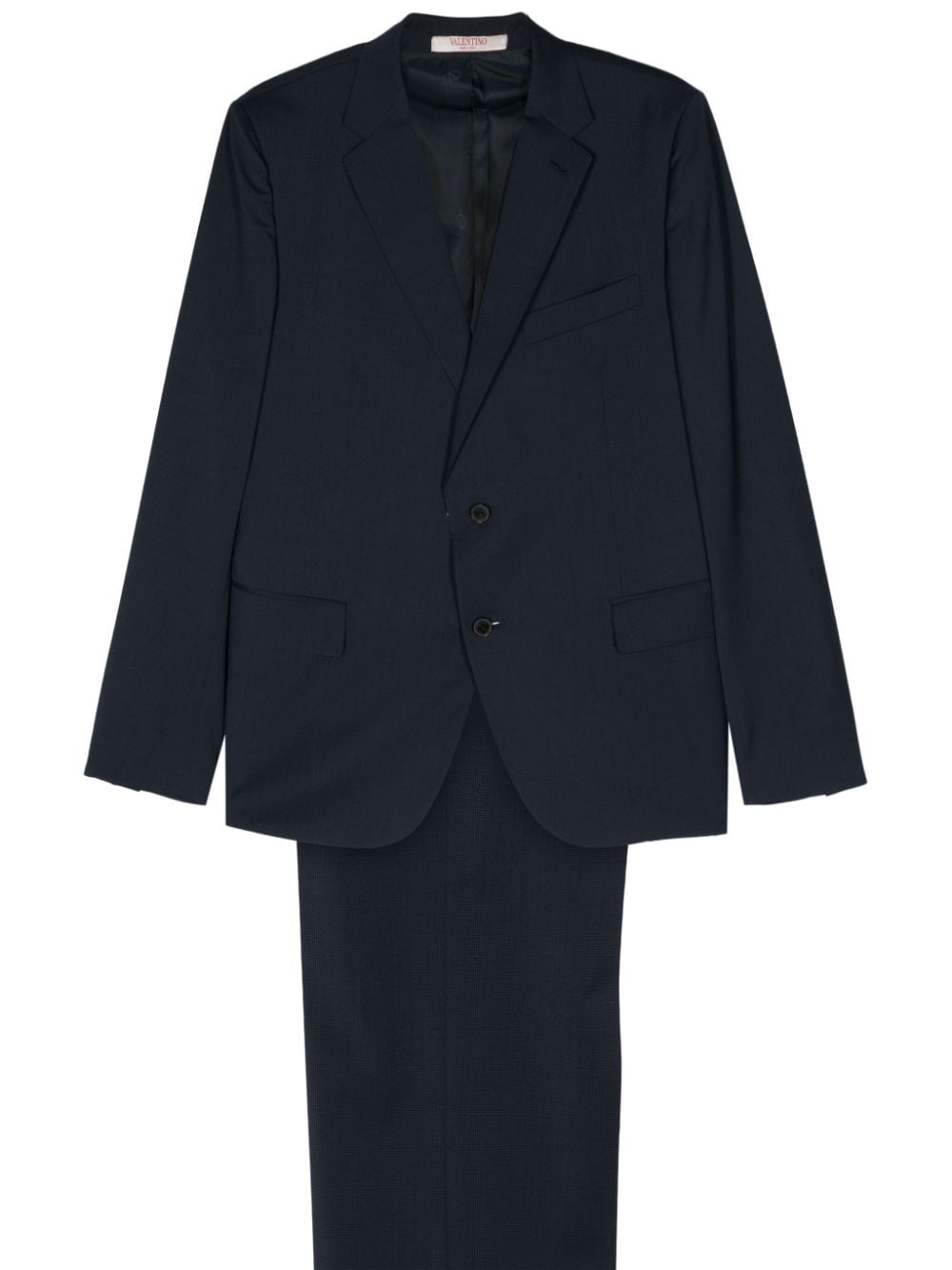Valentino Mini-check Single-breasted Suit In Blue