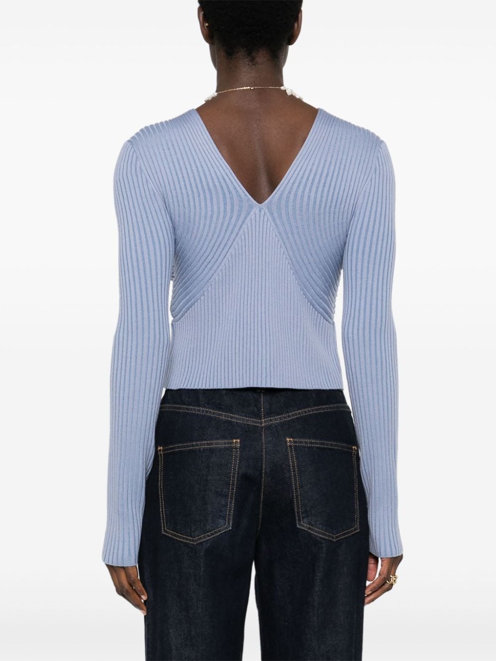 Shop Chloé Ribbed-knit Cardigan In Blue