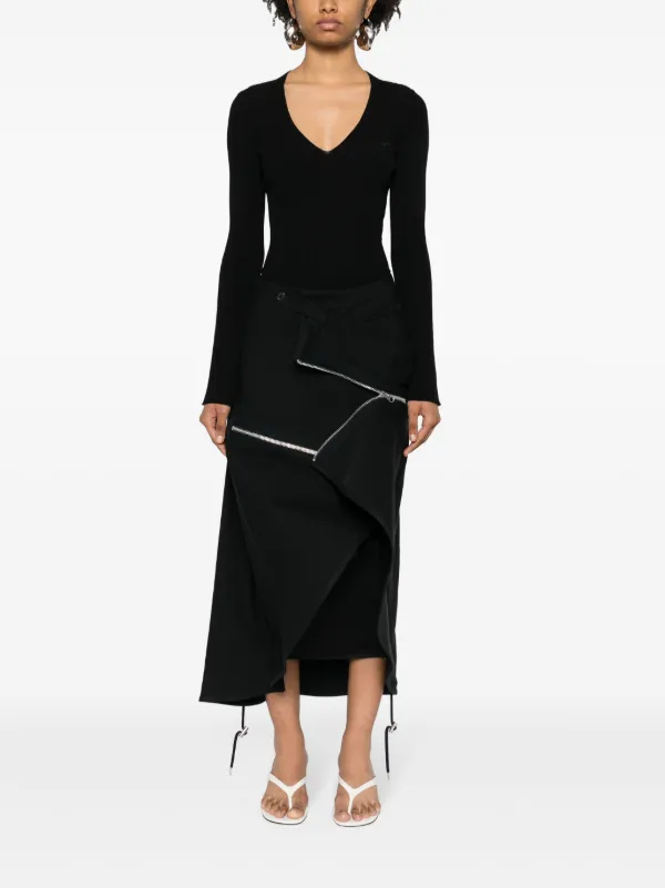 Courrèges zip-detailed Midi Skirt | Black | FARFETCH SG