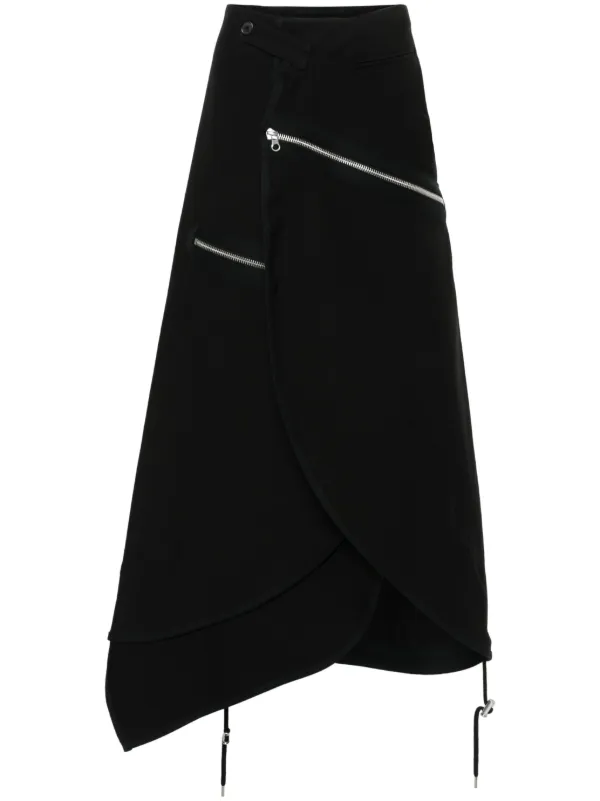 スカート Courreges Black Denim Midi Skirt Ground Zero Panelled Denim Midi Skirt | Black | FARFETCH