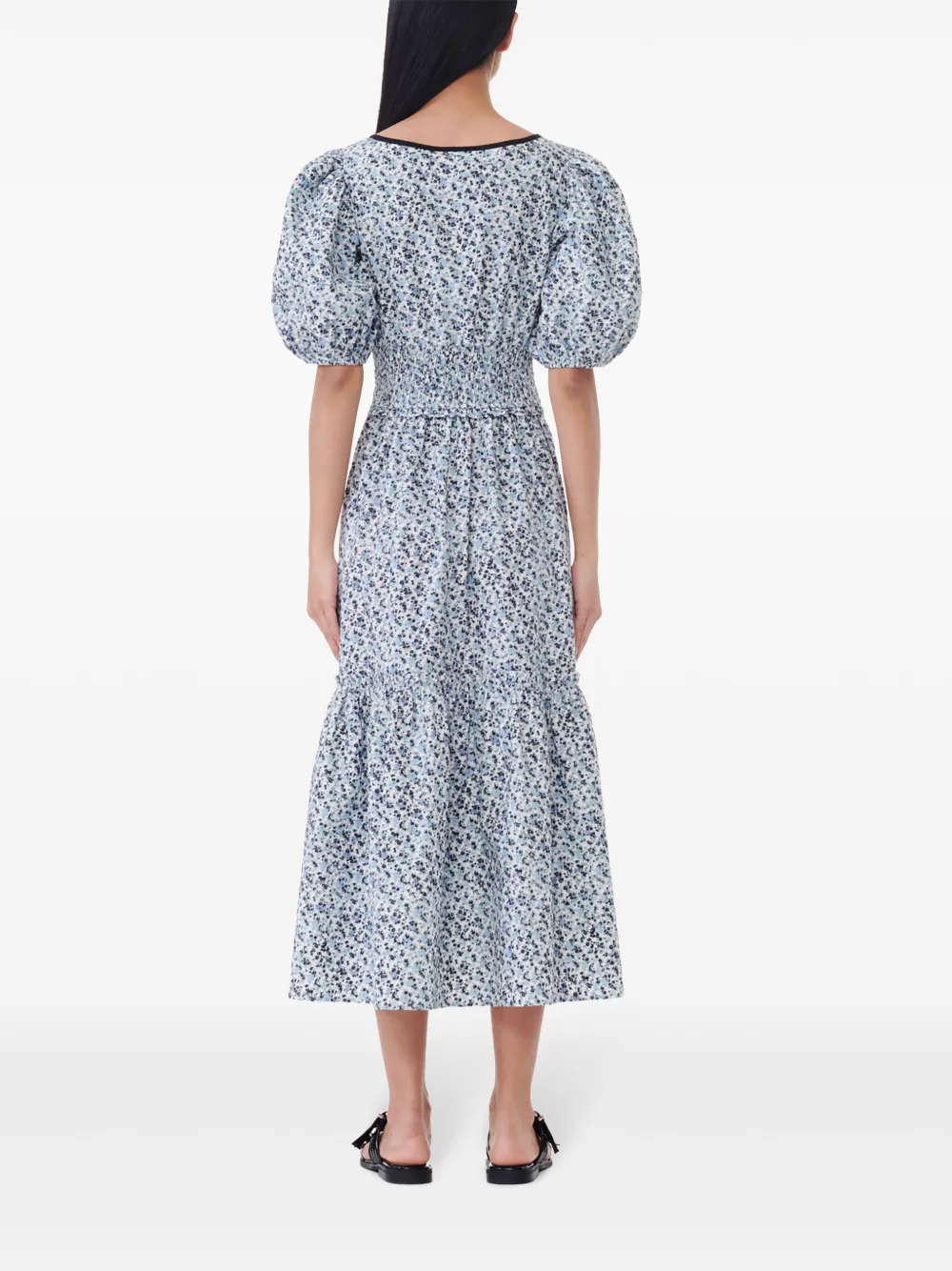 GANNI Midi-jurk met print Blauw