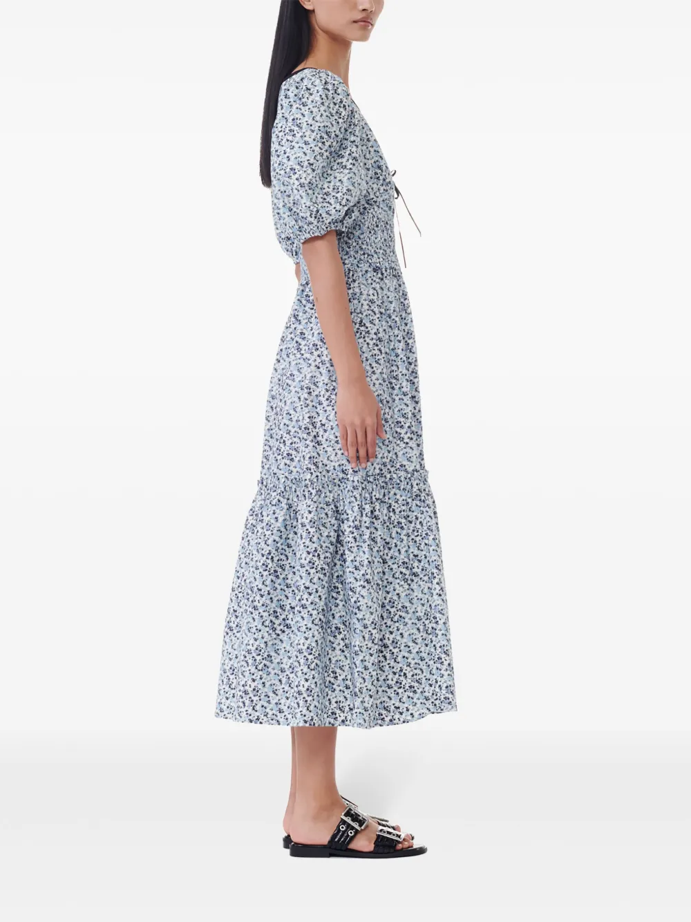 GANNI Midi-jurk met print Blauw