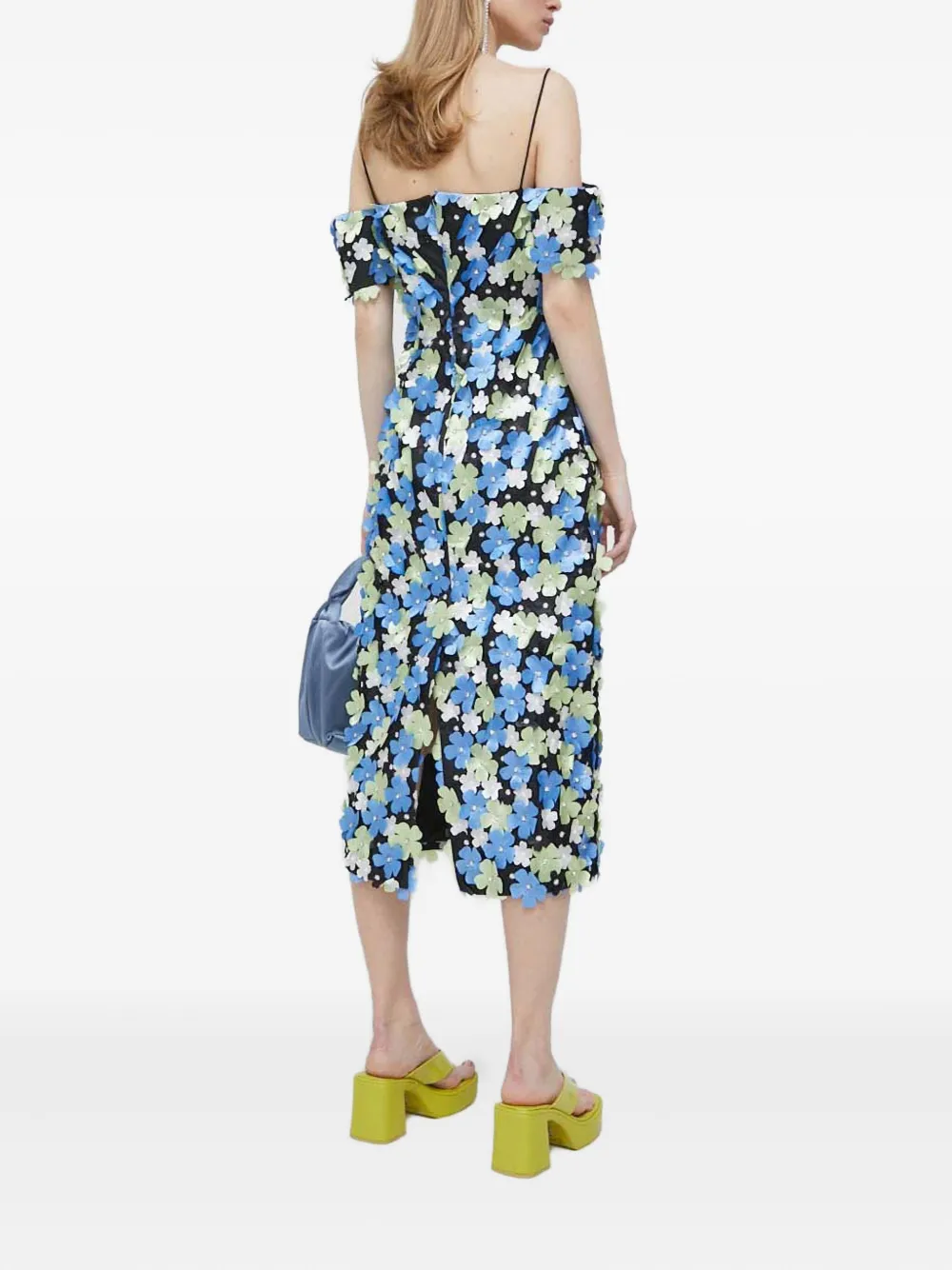 Stine Goya Floral-embellished Midi Dress In Blue