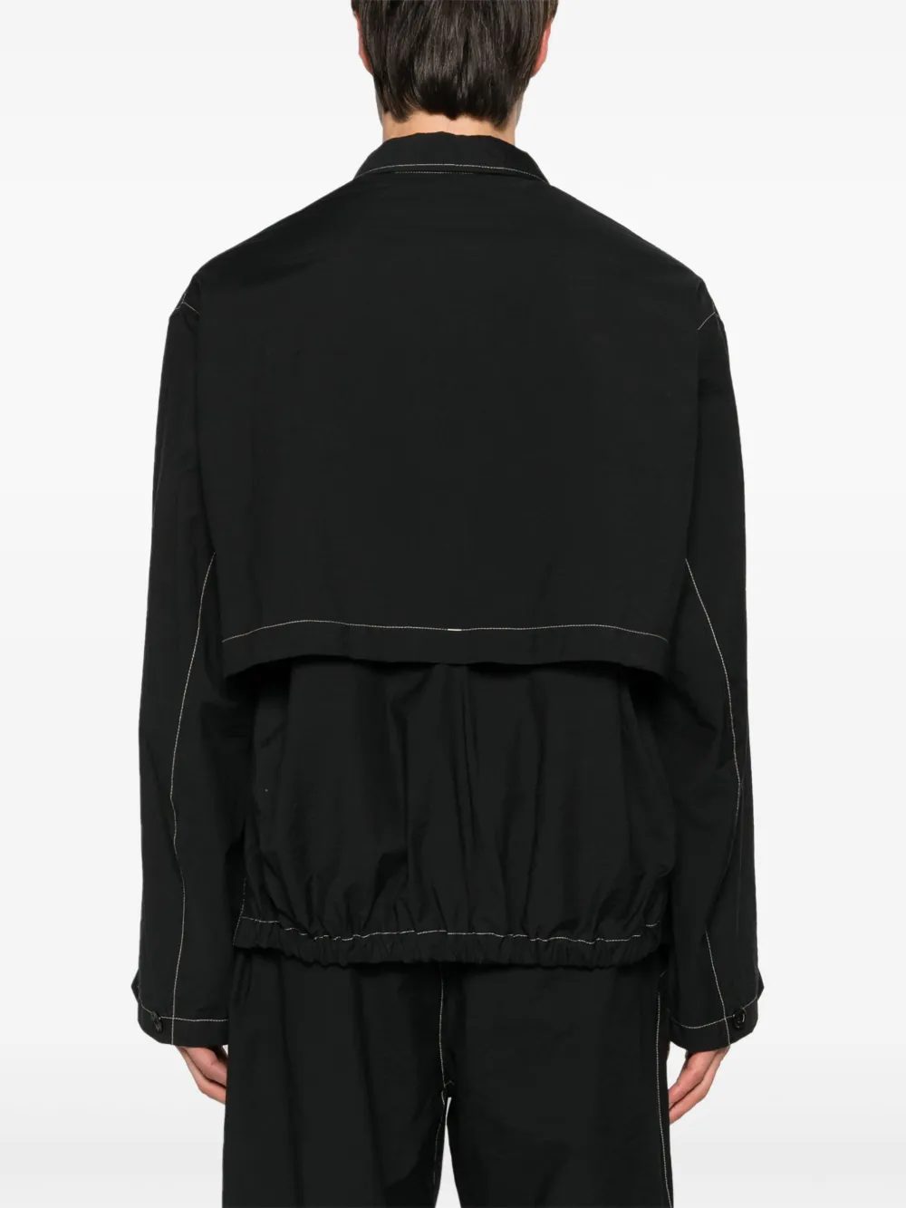 Shop Lemaire Contrast-stitching Cargo Shirt Jacket In Black