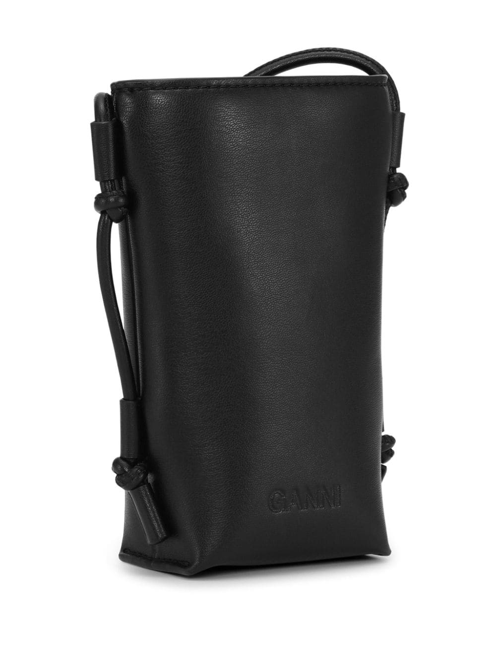 Shop Ganni Leather Crossbody Bag In Schwarz