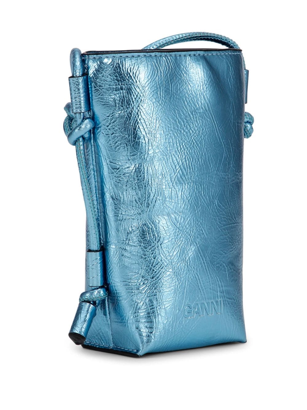 Shop Ganni Metallic Crossbody Bag In Blau