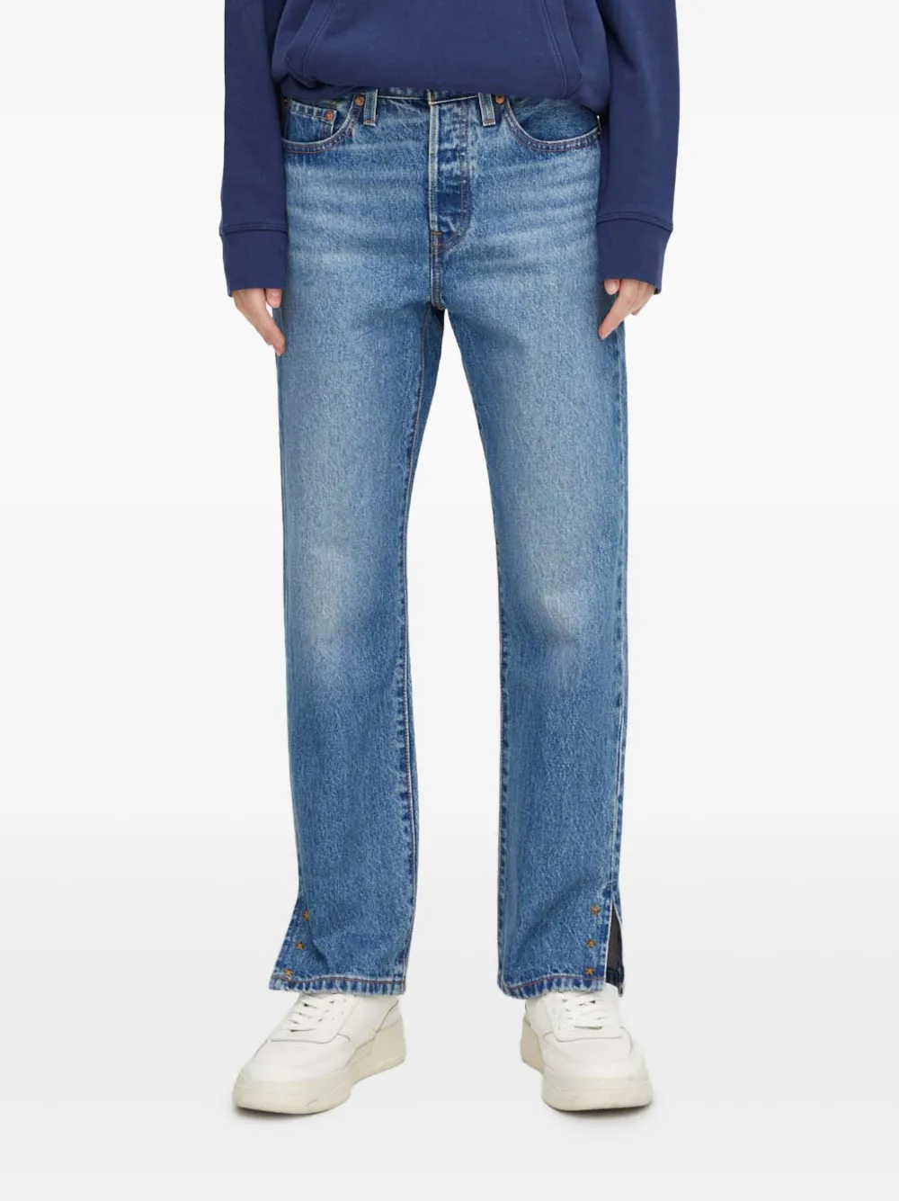 Levi's 501 Star-stud Split Jeans In Blue