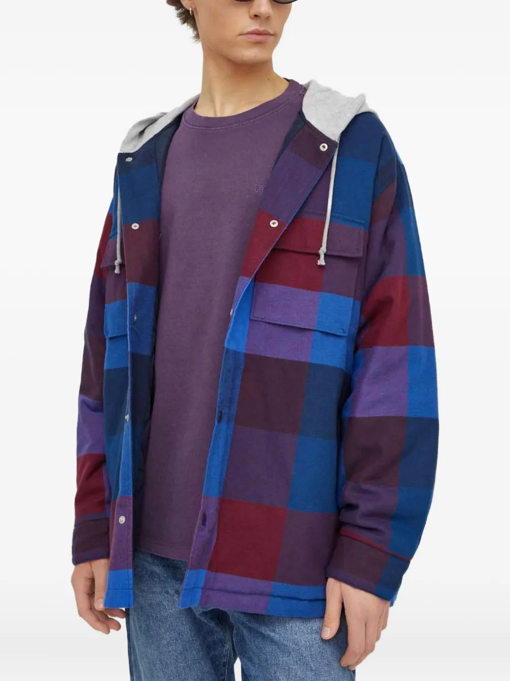 Levi's Hooded Check Jacket In Blue
