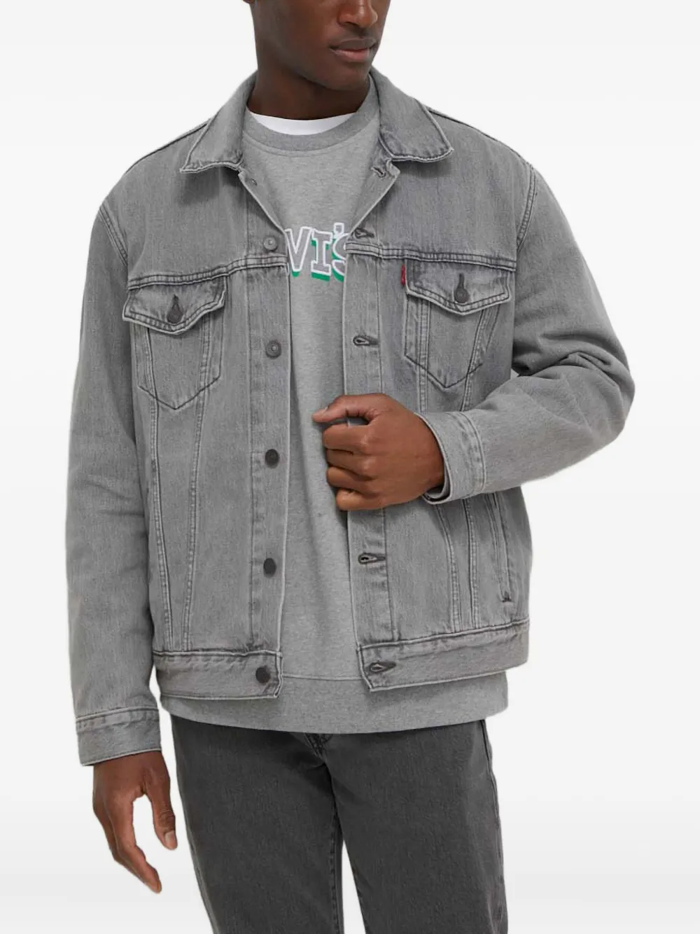 Levi's veste The Trucker en jean à boutonnière | gris | Image 1