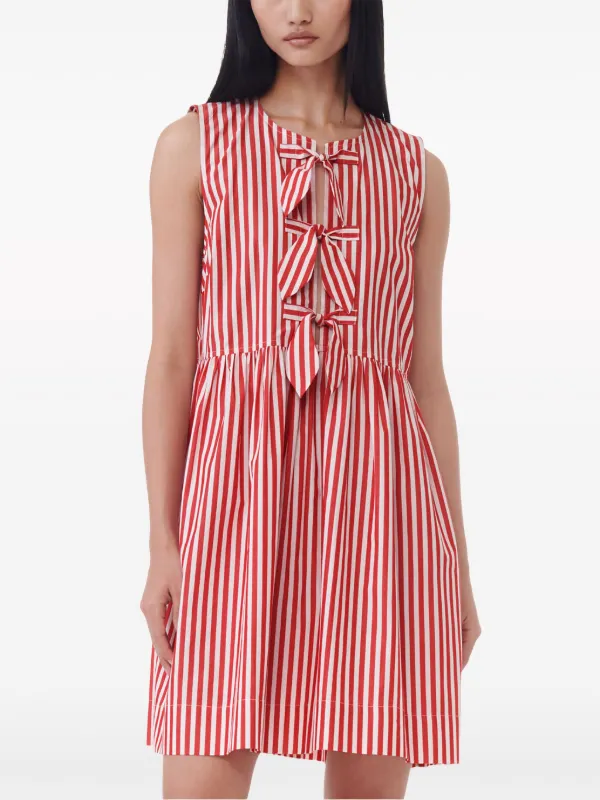 GANNI Striped Sleeveless Dress Red FARFETCH CA