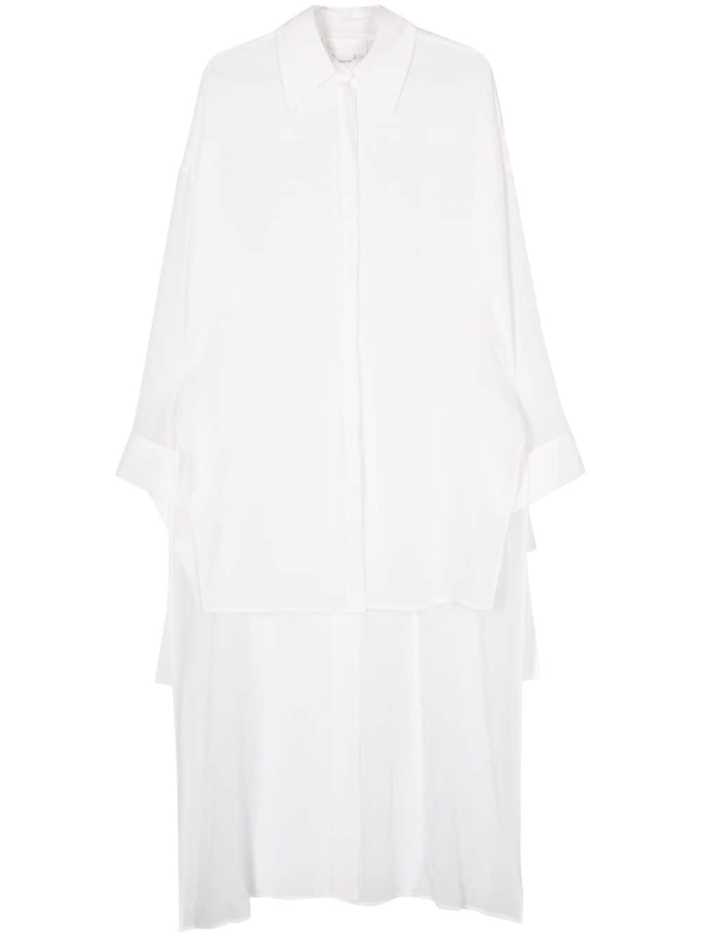 Genny Floral-appliqué Crepe Shirt In White