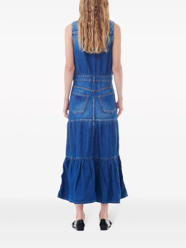 GANNI Sleeveless Denim Dress | Blue | FARFETCH