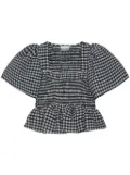 GANNI check-print blouse - Black